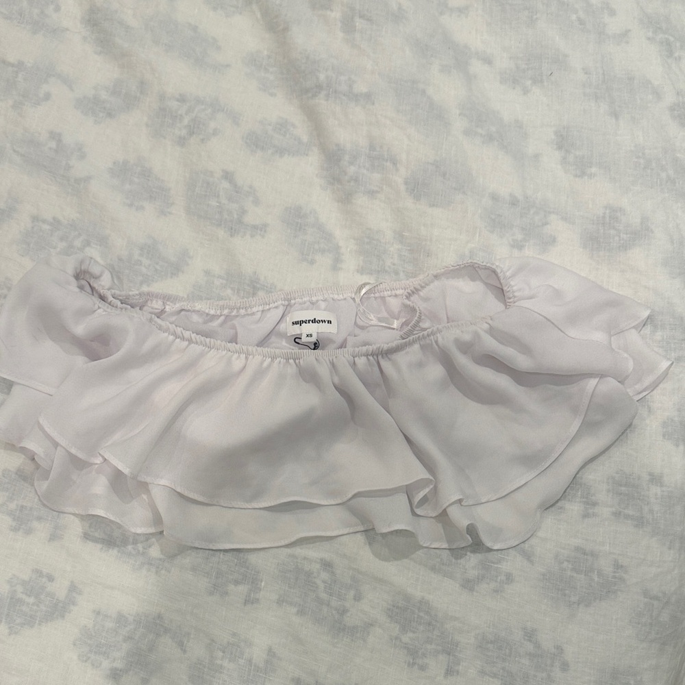 Superdown Ivory Ruffled Off-Shoulder Top